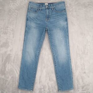 J. Crew Jeans Women 30 Fit 30x28 Blue 10" Vintage Straight High Rise Distressed